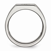 Sophia Jewelers Men's Polished Stainless Steel Ring with CZ Elegance